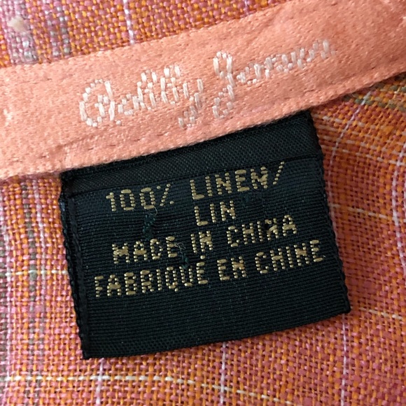 Bobby Jones Shirt Mens XL 100% Linen Orange Plaid Button up Summer - Picture 2 of 7